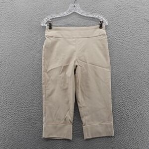 Krazy Larry Cropped Capri Pants Tan‎ Size 4 Womens Cuffed Pull On Stretch